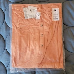 kate quinn | long sleeve henley top | brandied melon